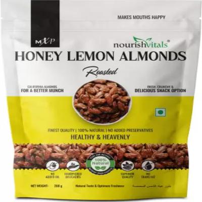 NourishVitals Honey Lemon Almonds Roasted Snacks 200 gm - Nutritional Bars