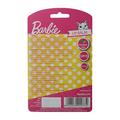 Barbie Pink Grape Fruit Lip Balm 4.8gm + Free Nail Polish 5 ml 1's - Lip Balms
