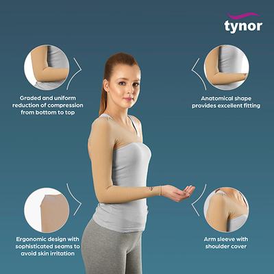 Tynor Compression Garment Arm Sleeve with Shoulder Cover - Wide (M) (I 77) - Arm/Elbow Supports