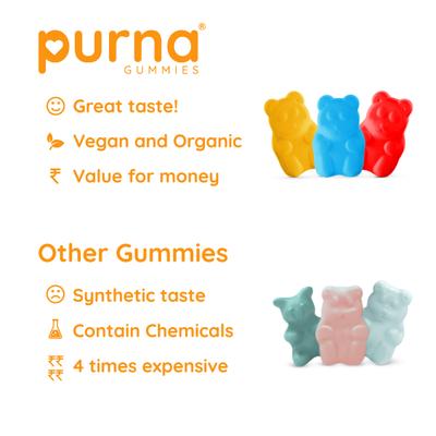 Purna Gummies Vitamin C Orange and Zinc for Adults and Kids, Immunity Boost, Skincare 30's - Vitamin C