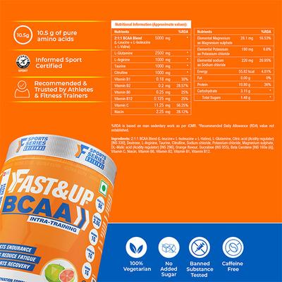 Fast&Up BCAA Supplement Powder - Watermelon Flavor 450 gm - Bcaa Supplements