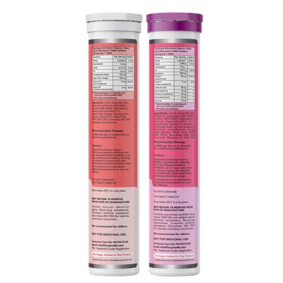FixUpHealth Apple Cider Vinegar Effervescent Tablet - Apple Flavour 20's & FixUpHealth Glutathione Effervescent Tablet - Strawberry Flavour 15s - Multi-Vitamins