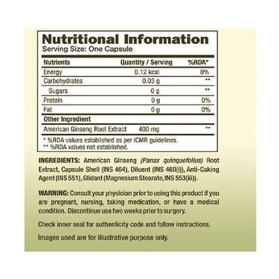 GNC Herbal Plus American Ginseng 400 mg Veg Capsule 90's - Herbal Dietary Supplement