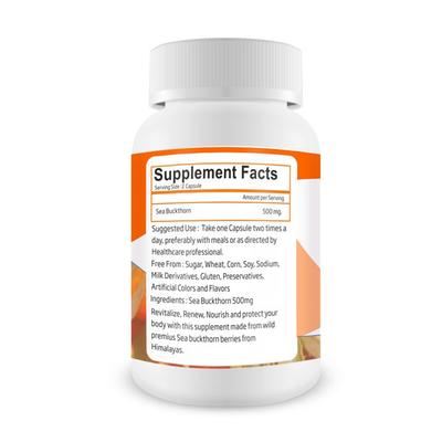 Mint Veda Sea Buckthorn 500 mg Veg Capsule (Pack of 3 x 60's) - Herbal Dietary Supplement