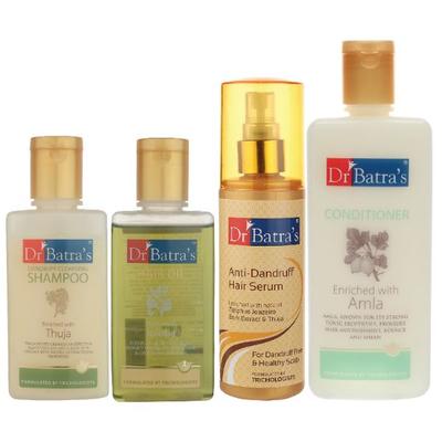 Dr Batra's Dandruff Cleansing Shampoo 100 ml + Hair Oil 100 ml + Conditioner 200 ml + Anti-Dandruff Hair Serum 125 ml - Hair Treatment