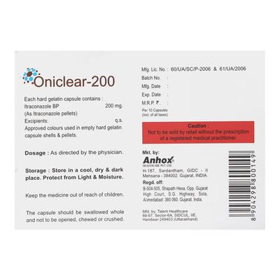 ONICLEAR 200mg Capsule 10's - Fungal Infections-Anf