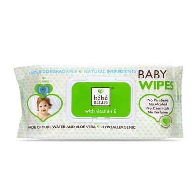 Bebe Nature Natural Biodegredable Wet Baby Wipes 72's - Diapers & Wipes