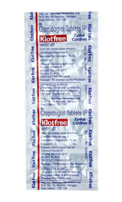 Klotfree 75mg Tablet 10'S - Blood Clot-Ant