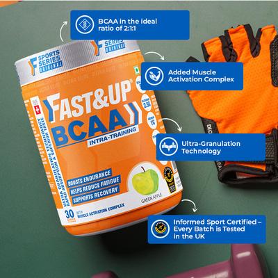 Fast&Up BCAA Supplements - Green Apple Flavour 450 gm - Bcaa Supplements