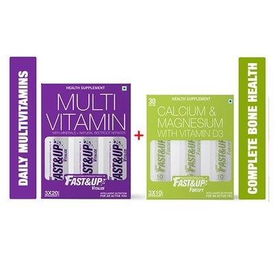 Fast&Up Vitalize Multivitamins (Pack of 3 x 20's) with Fortify Effervescent Tablet (Pack of 3 x 10's) - Multi-Vitamins