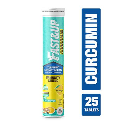 Fast&Up Curcumin 500 mg Effervescent Tablet - Mango Flavour 25's - Herbal Dietary Supplement