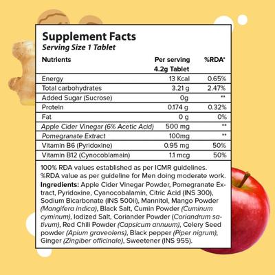 Plix Original Apple Cider Vinegar Effervescent Tablet - Lemon Ginger 15's - Apple Cider Vinegar - Acv
