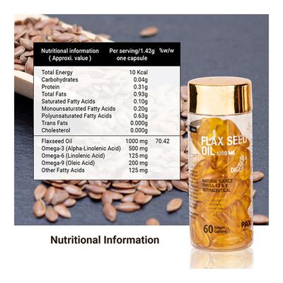 PAX Naturals Flaxseed Oil 1000 mg Softgel Capsule 60's - Herbal Dietary Supplement