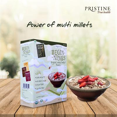 Pristine Beginnings Organic Mixed Millet Flakes 150 gm - Nutritional Bars