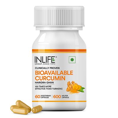 Inlife Bioavailable Curcumin 600 mg Vegetarian Capsules 60's - Herbal Dietary Supplement
