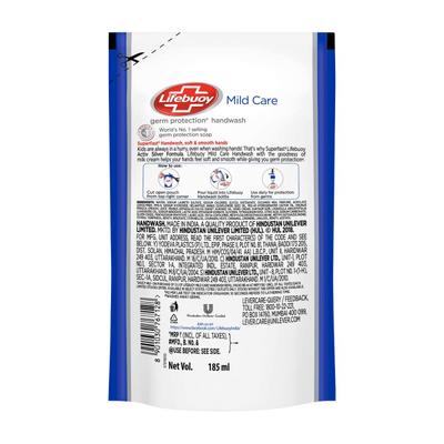 Lifebuoy Mild Care Germ Protection Hand Wash Refill (Pack of 3 x 185 ml) - Hand Wash & Soaps