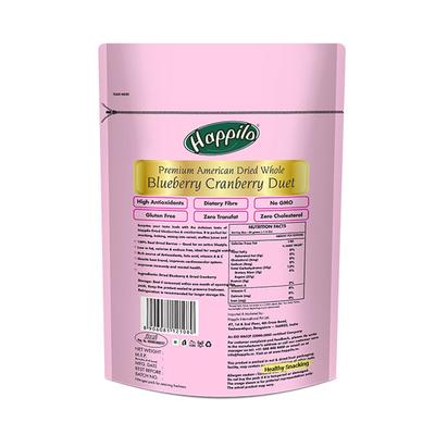 Happilo Premium American Dried Whole Blueberry Cranberry Duet Seeds 200 gm - Nutritional Bars