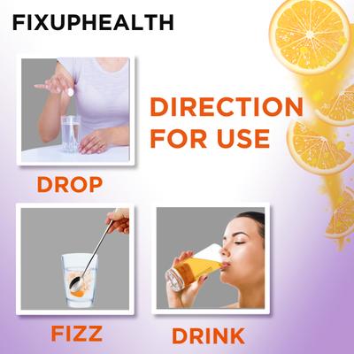 FixUpHealth Biotin Effervescent Tablet - Orange Flavour 20s & FixUpHealth Glutathione Effervescent Tablet - Strawberry Flavour 15s 1's - Hair & Skin