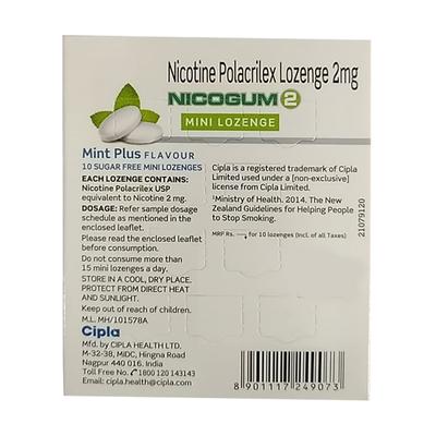 NICOGUM 2 MINT PLUS FLAVOUR Mini Lozenge 10's (N) - Smoking cessation