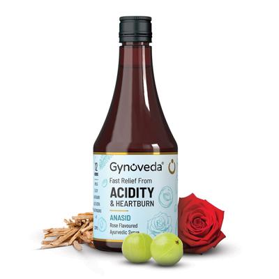 Gynoveda Ayurvedic Acidity & Heartburn Anasid Syrup - Rose 200 ml - Herbal Dietary Supplement