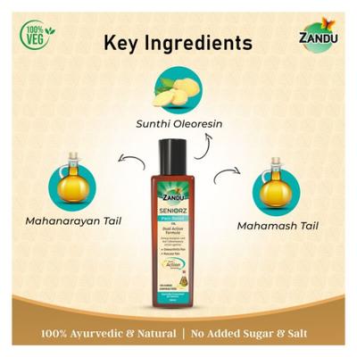 Zandu Seniorz Dual Action Pain Relief Oil 200 ml - Pain Relief (Ayush)