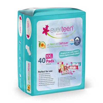 everteen XXL Sanitary Napkin Pads with Cottony-Dry Top Layer for Women, Enriched with Neem and Safflower - 1 Pack (40 Pads, 320mm) 1's - Sanitary Napkins