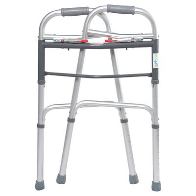 Entros Button Folding Walker - Silver (SC4001) - Wheelchairs & Walking Sticks