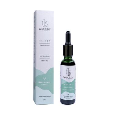 Wholeleaf Relief Strong Strength (CBD) Oil - Fennel and Mint 30 ml - Pain Relief (Ayush)