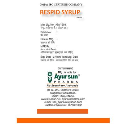 Ayursun Respid Syrup 100 ml - Speciality Medicines