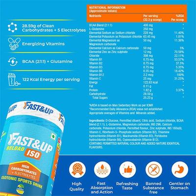 Fast&Up Reload Isotonic Energy Drink - Lemon Flavour 1000 gm - Workout Essentials