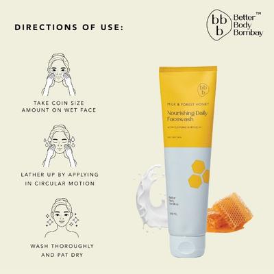 BBB Better Body Bombay Nourishing Daily Facewash- Milk & Forest Honey 100 ml - Face Wash & Cleansers