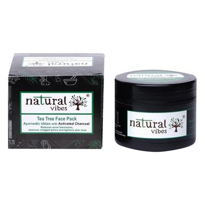Natural Vibes Ayurvedic Tea Tree and Activated Charcoal Face Pack 50 gm - Face Packs