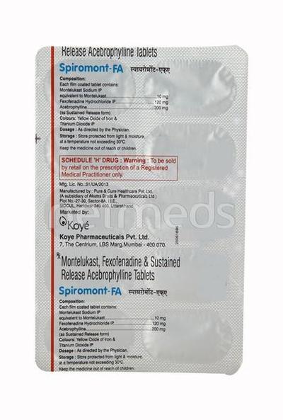 Spiromont FA Tablet 10'S - Asthma/COPD-Ast