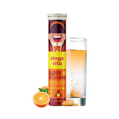 Zingavita Happy Multivitamin Effervescent Tablet - Orange Flavour 20's - Multi-Vitamins