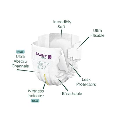 Bambo Nature Tape Diapers with Wetness Indicator - Medium (3) 52's - Diapers & Wipes