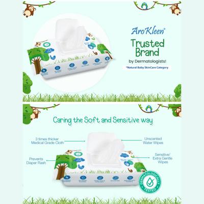 AroKleen Clean & Protect Baby Wipes - Aloe Vera Extract & Vitamin E (Pack of 12 x 72's) 1's - Diapers & Wipes
