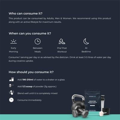 Nutrabay Pure Creatine Monohydrate Amino Acid Powder - Unflavoured 250 gm - Amino Acids