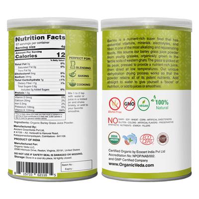 Organic Veda Barley Grass Juice Powder 227 gm - Pure Herbs