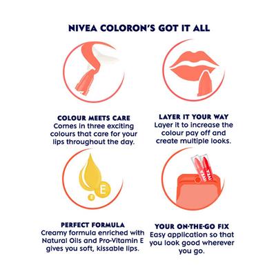 Nivea Coloron Lip Crayon - Coral Crush 3 gm - Lip Balms