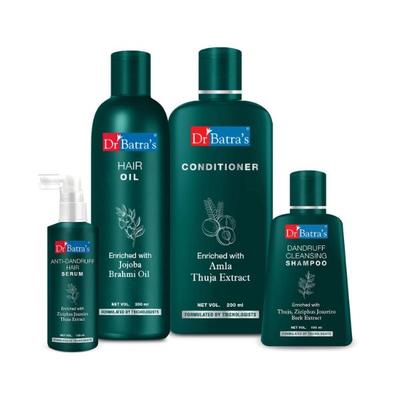 Dr Batra's Dandruff Cleansing Shampoo 100 ml + Hair Oil 200 ml + Conditioner 200 ml + Anti-Dandruff Hair Serum 125 ml - Hair Treatment