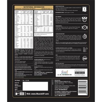 MuscleXP Mass Gainer with Multi Vitamin Powder - Belgium Chocolate 1 kg - Workout Essentials