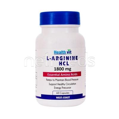 HEALTHVIT L-ARGININE HCL 1800 MG CAPSULES 60'S - Amino Acids
