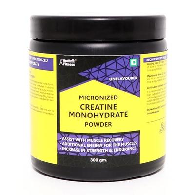 HealthVit Fitness Micronized Creatine Monohydrate Powder - Unflavored 300 gm - Bcaa Supplements
