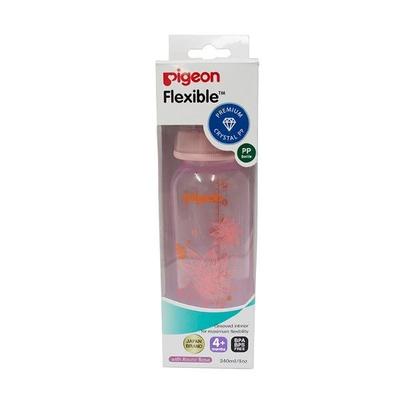 Pigeon Peristaltic Clear Nursing Bottle Rpp - Pink (Floral) 240 ml - Feeding & Nursing