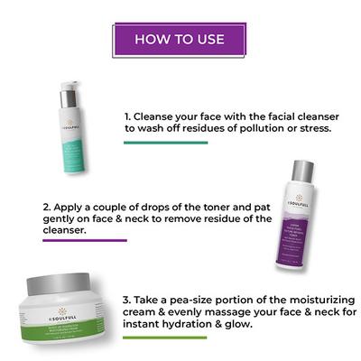 Be Soulfull Daily Regime Kit (Shrink Those Pores Texture Refining Toner 100 ml + Off To A Great Start Facial Cleanser 100 ml + Burst of Hydration Moisturizing Cream 50 m) - Facial Kits