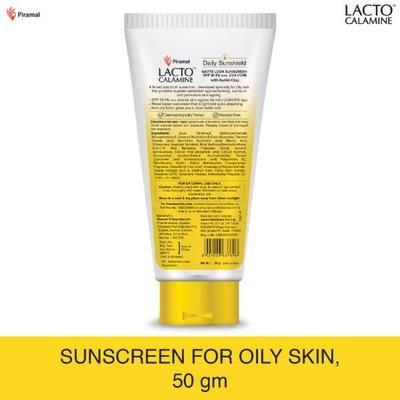 Lacto Calamine Daily Sunshield Matte Look Sunscreen Lotion SPF 50 PA+++ For Oily Skin 50 gm - Face Sunscreen