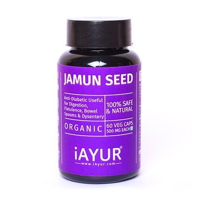 iAYUR Jamun Seed Extract 500 mg Veg Capsule 60's - Herbal Dietary Supplement