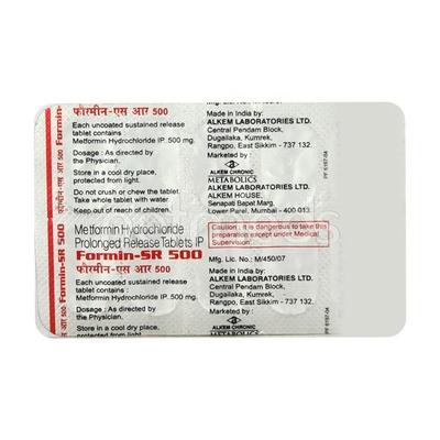 Formin SR 500mg Tablet 10'S - Diabetes-Ant