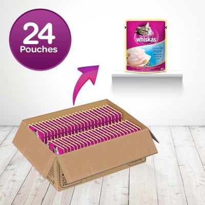 Whiskas Adult Ocean Fish Flavor (Pack of 85gm x 24) 2040 gm - Petfood