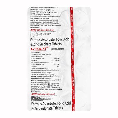 AVIFOL XT Tablet 10's - Iron Supplement/Anaemia-Vma